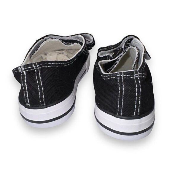 Mishansha Hook & Loop Casual Canvas Sneakers Black / White Youth 2 - Picture 5 of 10